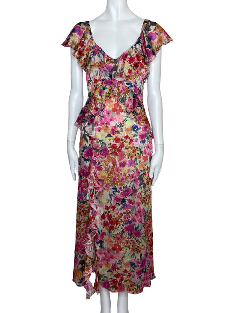 Vestido Zara Vuelos Floral Rosado-Talla S
