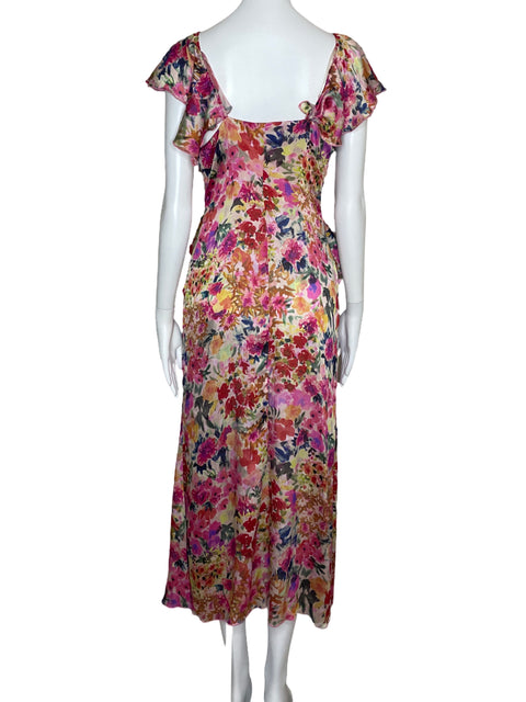 Vestido Zara Vuelos Floral Rosado-Talla S