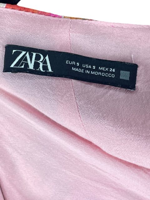 Vestido Zara Vuelos Floral Rosado-Talla S