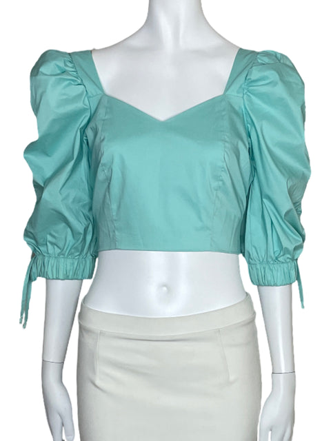 Blusa Tesoro TPS Mangas Puff Cremallera Verde-Talla M