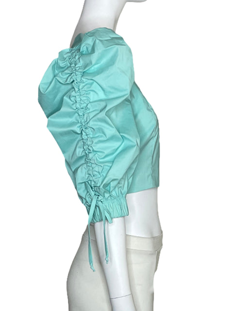 Blusa Tesoro TPS Mangas Puff Cremallera Verde-Talla M