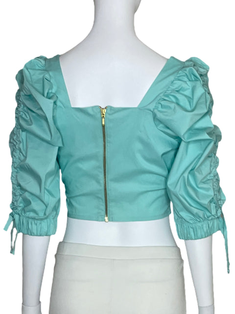 Blusa Tesoro TPS Mangas Puff Cremallera Verde-Talla M