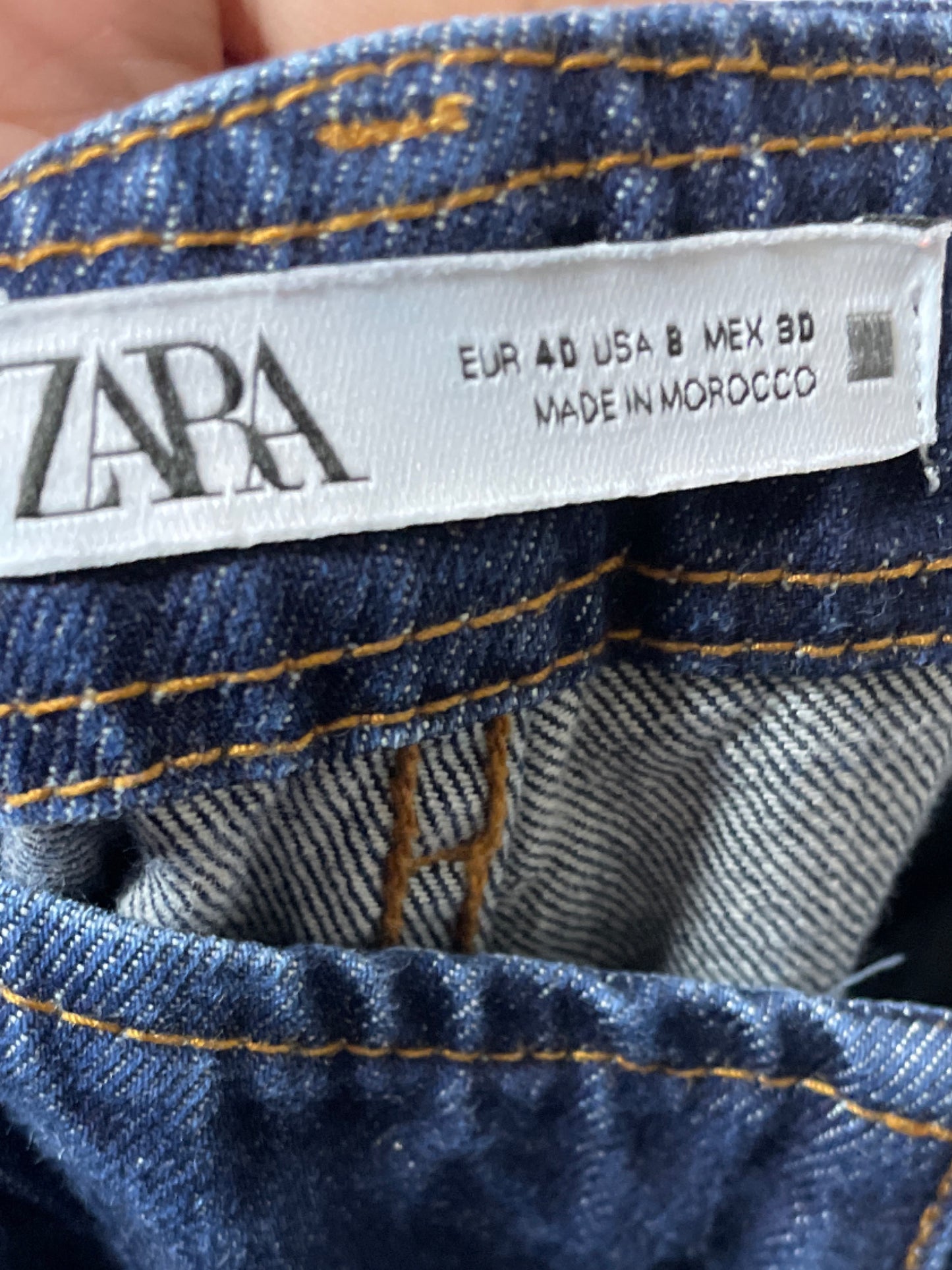 Pantalon Zara Denim Capri Azul-Talla 8