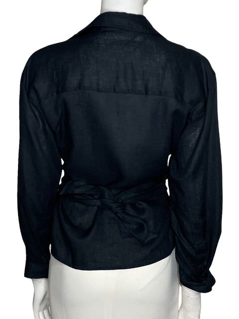 Camisa Zara Manga Larga Negro-Talla S