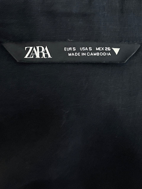 Camisa Zara Manga Larga Negro-Talla S