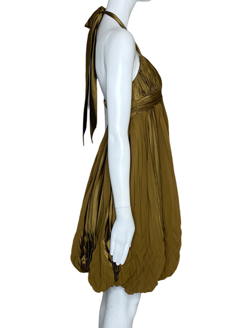 Vestidos Issue Plizado Metalizado Dorado-Talla 4