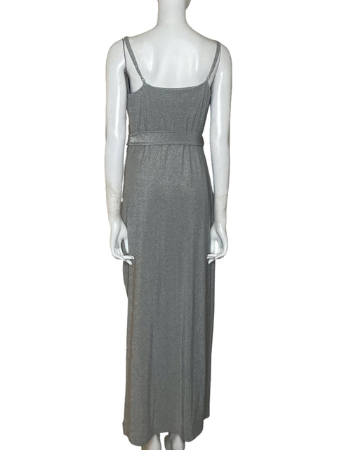Vestido Express Tiras Brillante Plateado - Talla M