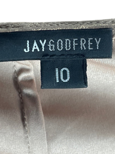 Vestido Jay Godfrey Pliegues Cuello V Beige-Talla 10