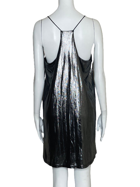 Vestido She+Sky Fuido Metalizado Plateado-Talla M