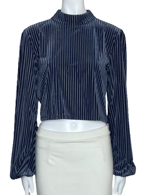 Top Privacy Please Cuello Alto Rayas Azul-Talla L