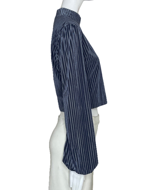 Top Privacy Please Cuello Alto Rayas Azul-Talla L