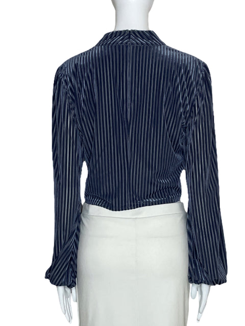 Top Privacy Please Cuello Alto Rayas Azul-Talla L