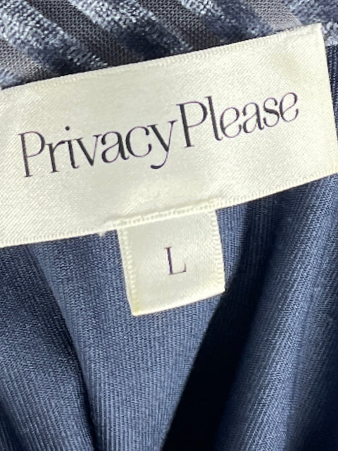 Top Privacy Please Cuello Alto Rayas Azul-Talla L