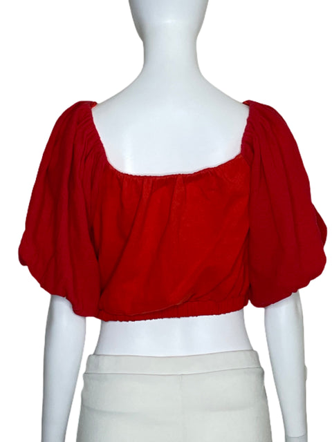 Top Zara Mangas Puff Puntos Naranja-Talla M