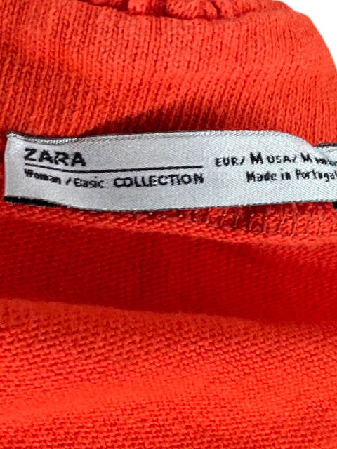 Top Zara Mangas Puff Puntos Naranja-Talla M