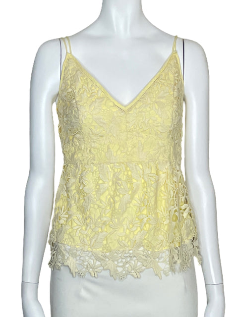Top Abercrombie & Fitch Encaje Tiras Amarillo-Talla S