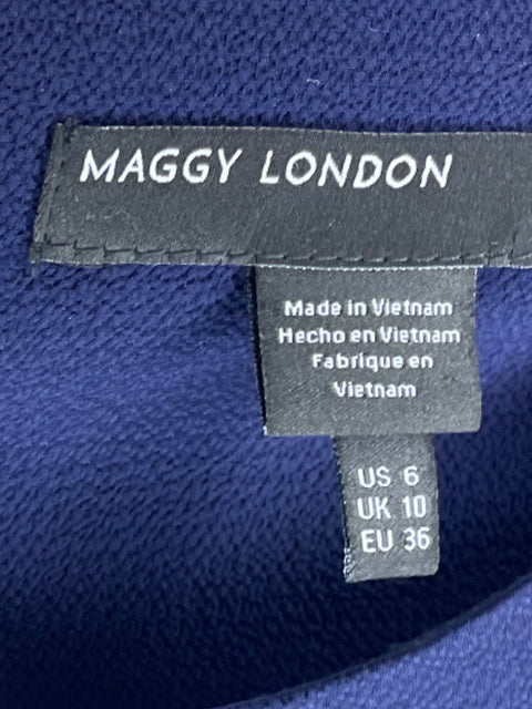 Vestido Maggy London Mangas Plizados Azul-Talla 6