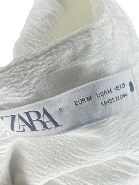 Vestido Zara Mangas Larga Vuelos Blanco - Talla M