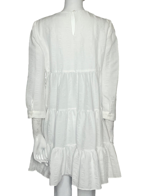 Vestido Zara Mangas Larga Vuelos Blanco - Talla M