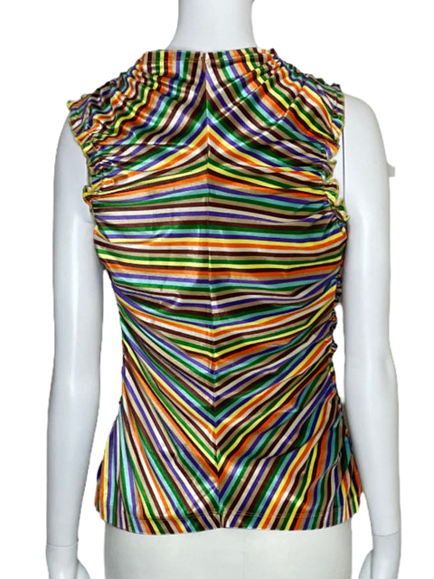 Blusa Siedres Rayas Fruncido Naranja-Talla 36