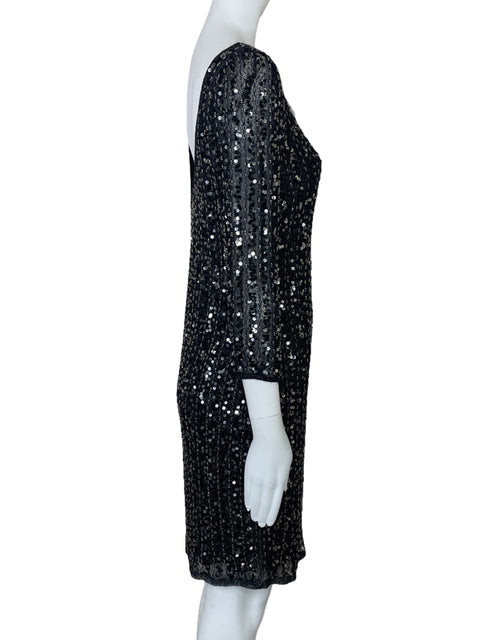 Vestido Aidan Mattox Mangas Lentejuelas Negro-Talla 8