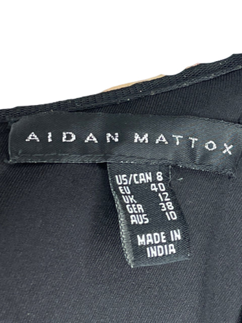 Vestido Aidan Mattox Mangas Lentejuelas Negro-Talla 8
