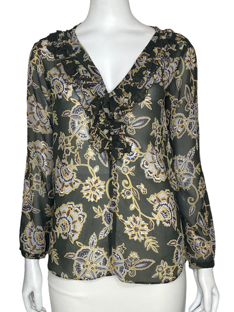 Blusa Zara Vuelos Verde-Talla XS