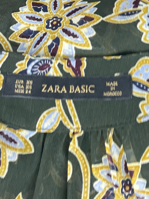 Blusa Zara Vuelos Verde-Talla XS