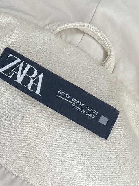 Abrigo Zara Zipper Beige-Talla XS
