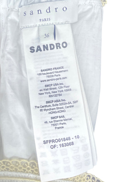 Vestido Sandro Bordados Blanco - Talla 36