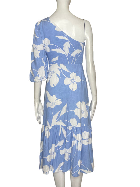 Vestido BCBG One Shoulder Hojas Azul - Talla XXS