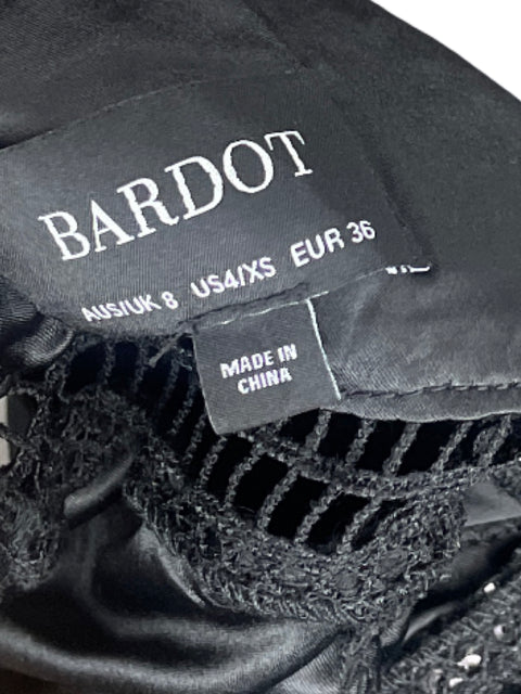 Vestido Bardot Halter Brillante Negro - Talla 4