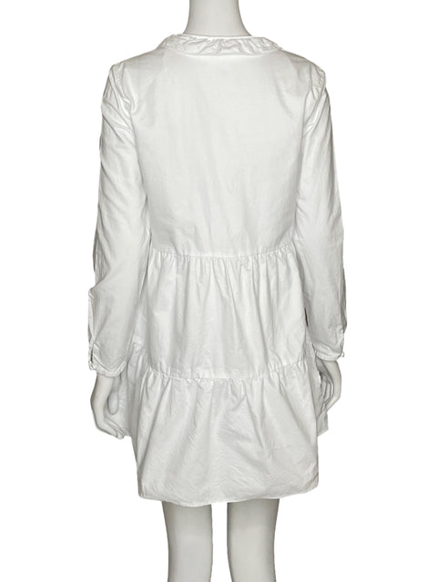 Vestido Zara Mini Manga Larga Blanco-Talla XS