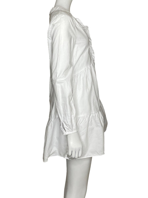 Vestido Zara Mini Manga Larga Blanco-Talla XS