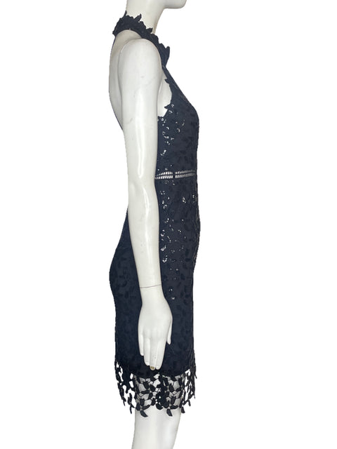 Vestido Bardot Halter Brillante Negro - Talla 4