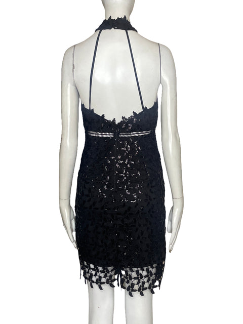 Vestido Bardot Halter Brillante Negro - Talla 4