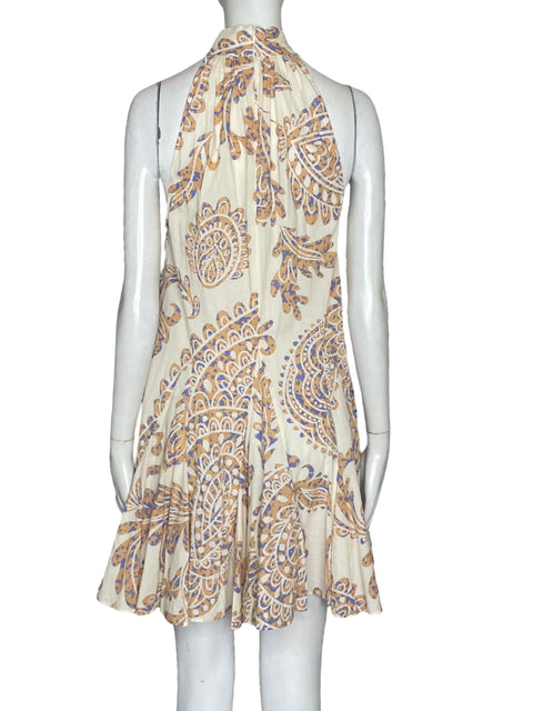 Vestido Zara Halter Botones Beige - Talla XS