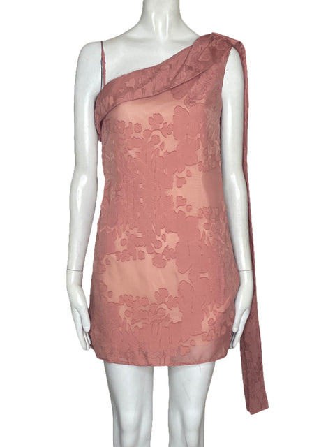 Vestido Elliatt One Shoulder Bordados Rosado - Talla XS