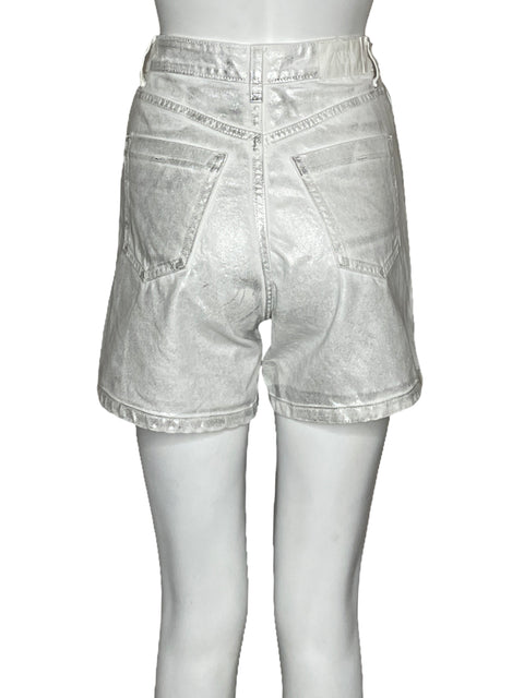 Short Zara Denim Platinado Blanco-Talla 2