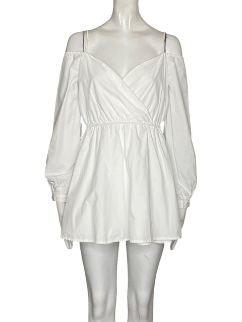 Vestido Superdown Mini Mangas Largas Blanco - Talla XS