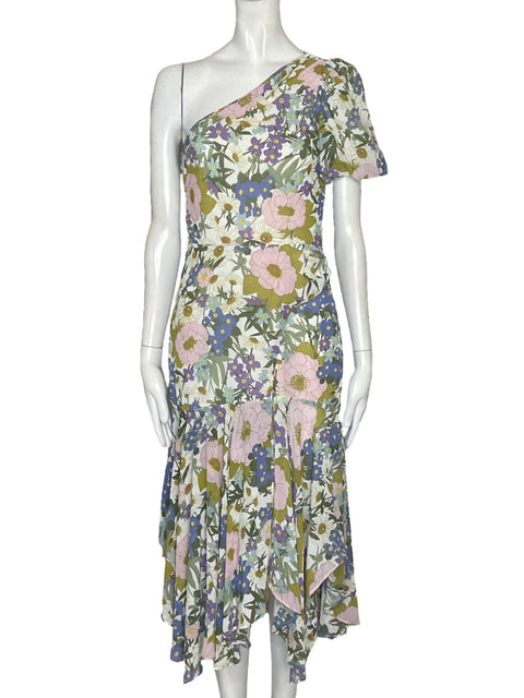 Vestido ASTR The Label One Shoulder Floral Blanco - Talla XS