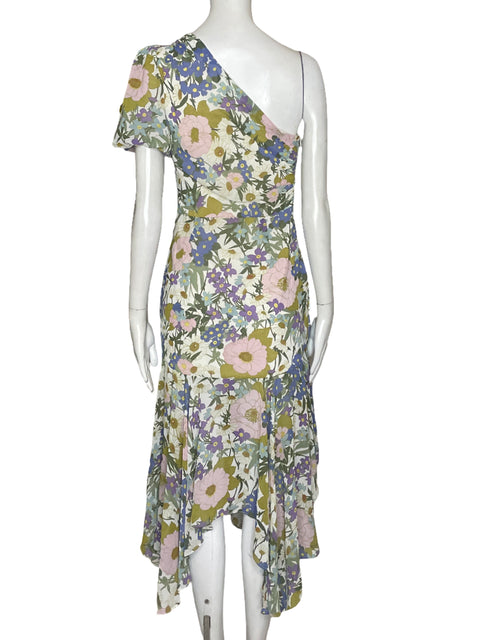Vestido ASTR The Label One Shoulder Floral Blanco - Talla XS