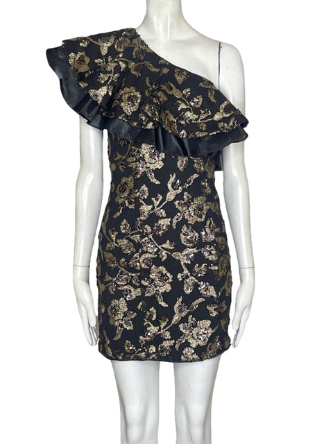 Vestido Majorelle One Shoulder Lentejuelas Negro Talla XXS