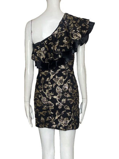 Vestido Majorelle One Shoulder Lentejuelas Negro Talla XXS