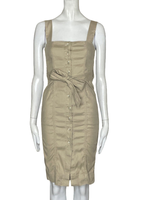 Vestido Babaton Tiras Botones Beige - Talla XS