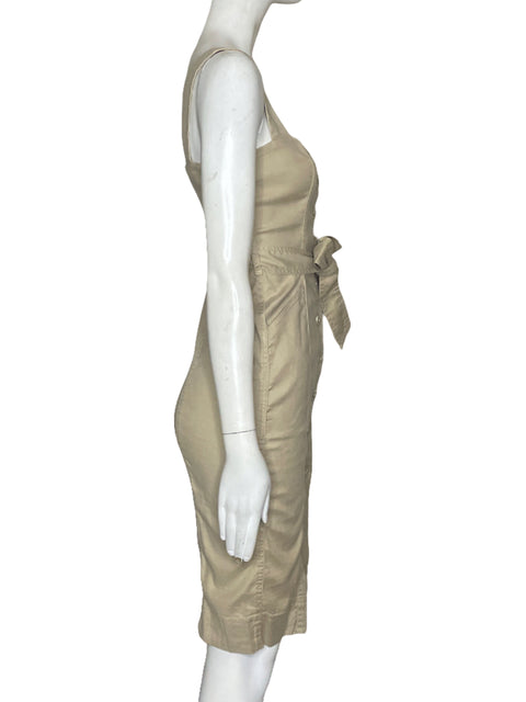 Vestido Babaton Tiras Botones Beige - Talla XS