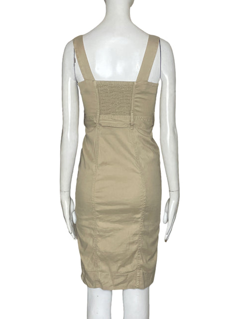 Vestido Babaton Tiras Botones Beige - Talla XS