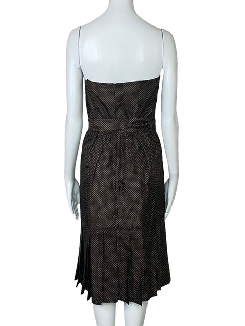 Vestido BCBG Strapless Lunares Marron-Talla 6