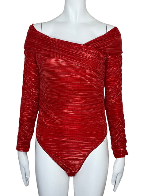 Body Sabina Musayev Fruncido Metalizado Naranja-Talla M