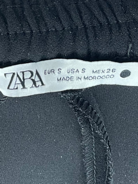 Pantalón Zara Pliegues Bolsillon Negro-Talla S